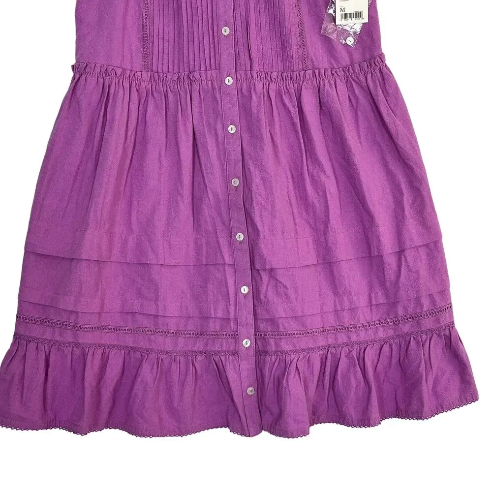 Free People Desert Days Mini Dress Sz M In Dramatic Orchid Sleeveless Pleated